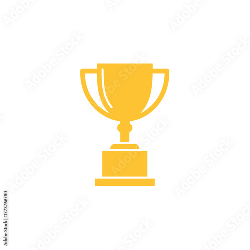 Golden trophy symbolizes victory and achievement, standing proudly on a white surface, representing success and recognition in a minimalist style.