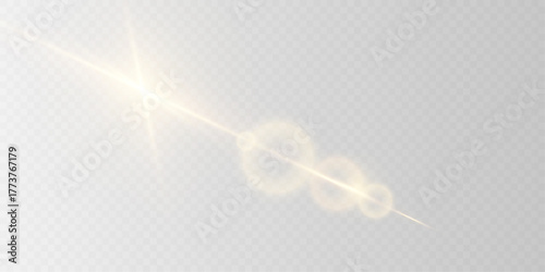 Bright Sunlight Burst with Lens Flare and Glow PNG Vector.