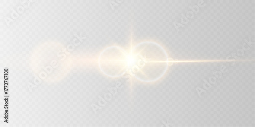 Bright Sunlight Burst with Lens Flare and Glow PNG Vector.