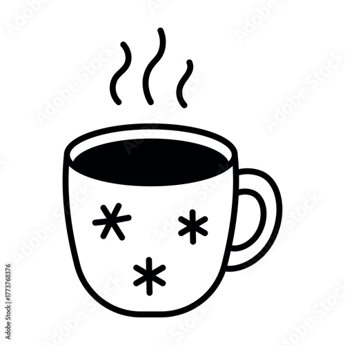 
An illustration showing a black icon of a Christmas drink on a white background