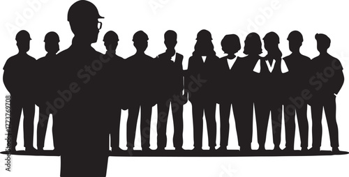 Safety training session concept. The instructor explains occupational health and safety to the factory employees.