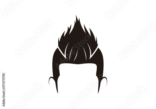 Black spiky hairstyle with defined strands and a short back