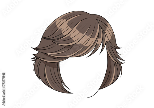 Brown layered hair with light streaks styled in a shoulderlength bob
