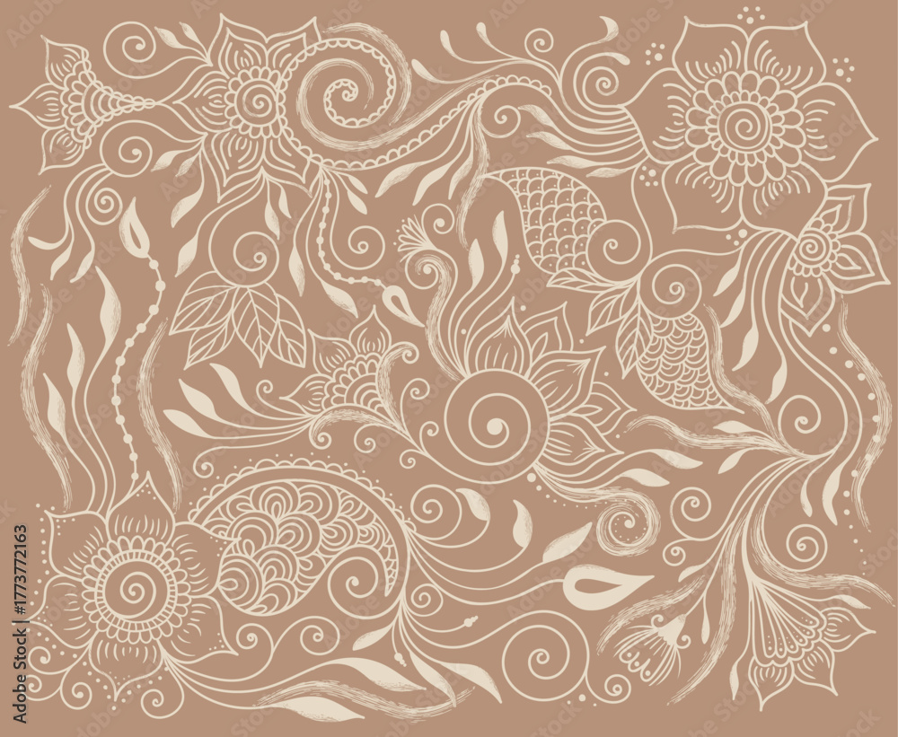 Fototapeta premium Hand-Drawn Floral Paisley Background