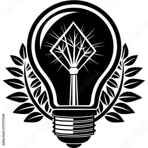 Black silhouette illustration of a green energy buoy symbolizing sustainability and renewable power in the ocean