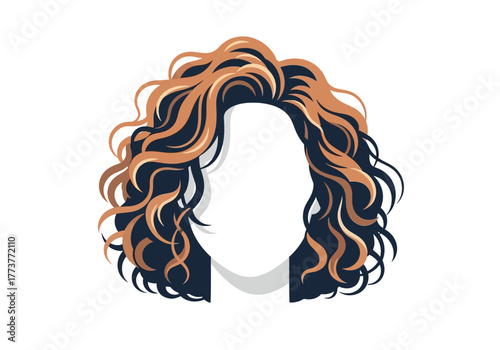 Cartoon illustration of curly brown and black hair face omitted