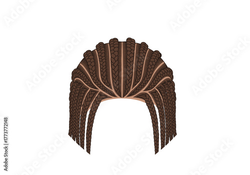 Cornrow braided hair styled in a short arch brown and tan color scheme against a white backdrop