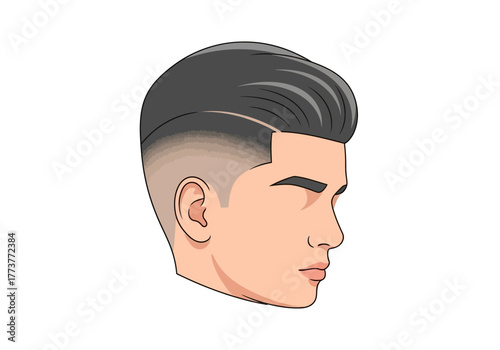 Head shot of a man with a fade haircut depicted in a detailed illustration
