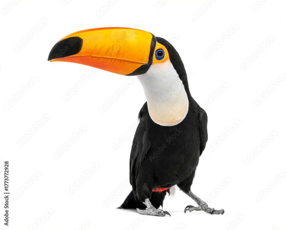 Naklejka premium Tucán colorido fondo blanco
