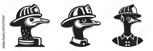 Firefighter Emu Trio: Courageous Avian Heroes in Action.