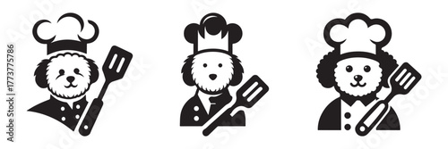 Chef Dog Icons: Culinary Canine Characters for Design.