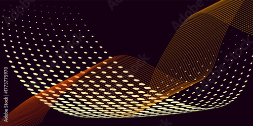 A vibrant orange wave sweeps across a glowing dotted sphere, blending depth, motion, and futuristic elegance into a striking visual that feels dynamic, modern, and captivating.