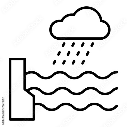 Flood Barrier Icon. Vector Line Icon