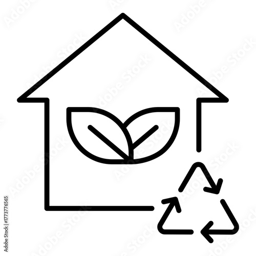 Sustainable Rebuilding Icon. Vector Line Icon
