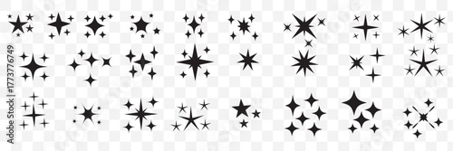 blinking shining star, sparks and sparkle shapes vector illustration. sparkle star icon set. simple star burst symbo. Different twinkling stars collection. Star icons. Twinkling stars. Sparkles, 