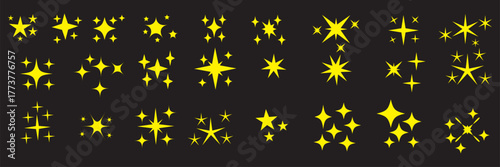 blinking shining star, sparks and sparkle shapes vector illustration. sparkle star icon set. simple star burst symbo. Different twinkling stars collection. Star icons. Twinkling stars. Sparkles, 