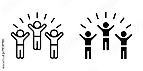 group happy people Icon set. Symbol isolated white background. vector illustration. color editable.