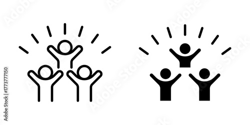 group happy people Icon set. Symbol isolated white background. vector illustration. color editable.