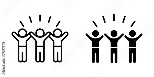 group happy people Icon set. Symbol isolated white background. vector illustration. color editable.