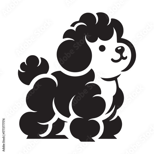 Adorable Poodle Silhouette: A Charming Black and White Illustration.