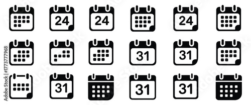 Collection of Calendar Icons Schedule, Dates, and Time Management Symbols