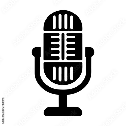 Vintage Microphone Icon: Classic Audio Recording Device.