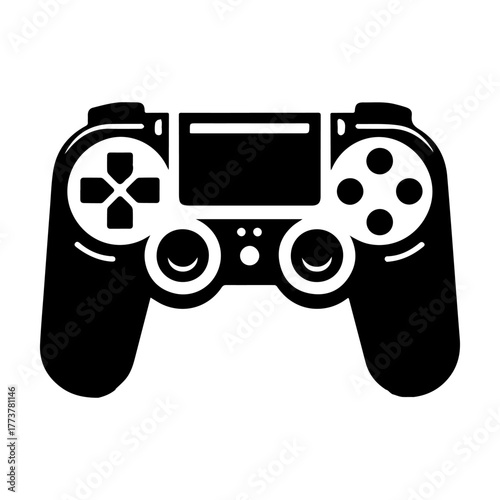 Black and White Gaming Controller Icon for Digital Entertainment.