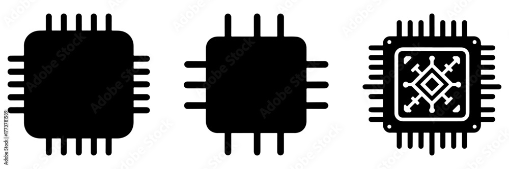 Obraz premium CPU Chipset Icons: Technological Components Depicted in Black.
