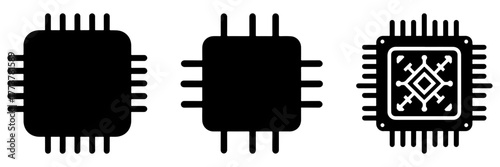 CPU Chipset Icons: Technological Components Depicted in Black.