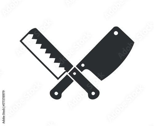 Crossed Meat Cleavers Butcher Knife Kitchen Tool Vector
