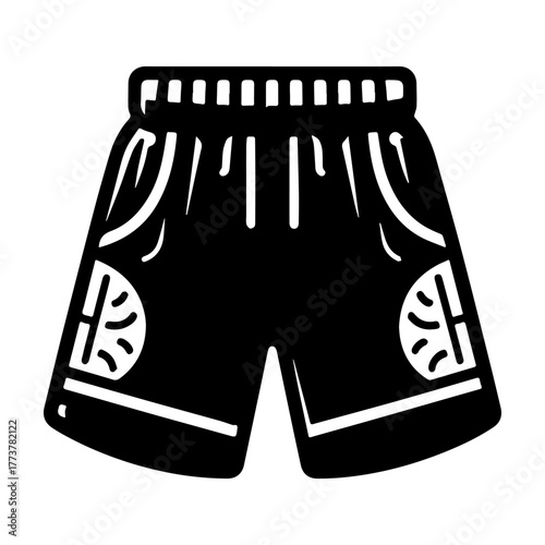 Basketball Shorts Black and White Illustration Sportswear Design.