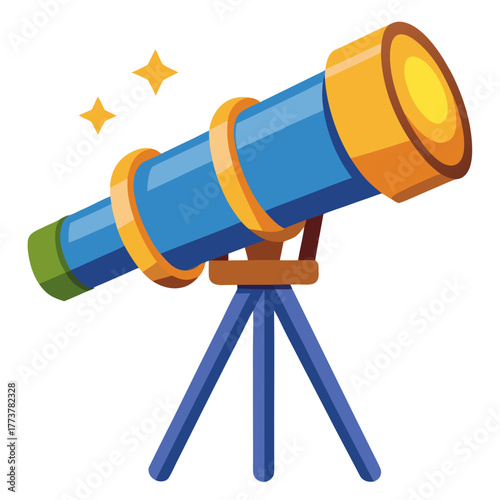 Telescope cartoon object on a white background vector illustration