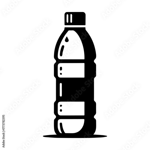 Water Bottle Icon: Simple Black and White Design.
