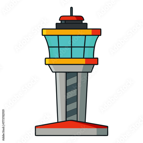 Air traffic tower cartoon object on a white background vector illustration