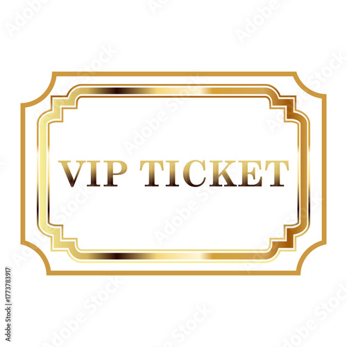 Exclusive golden vip ticket emblem or badge isolated on a clean white background design.