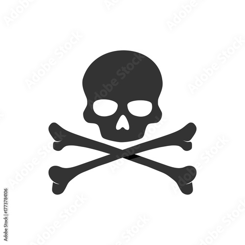 Skull and crossbones icon on white background