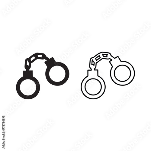Handcuff outline filled, police chain, law arrest justice, security lock symbol icon, vector illustration, minimal crime law enforcement element.