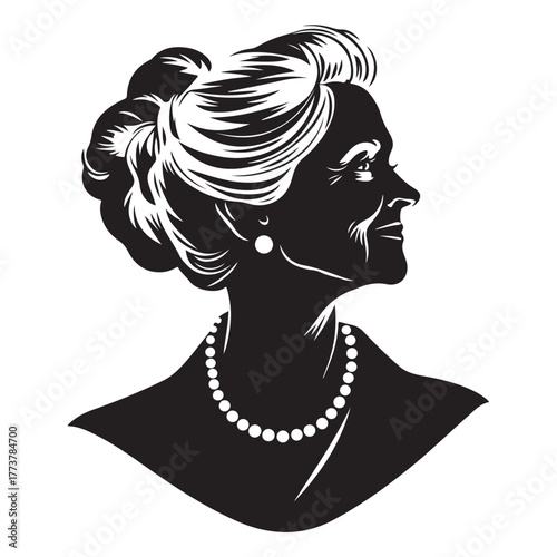 Elegant Vintage Portraits of Women in Engraving Style Line Art