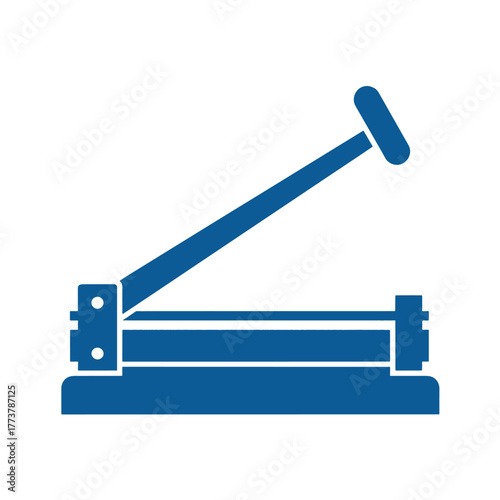 Blue paper punch icon on white background hole office
