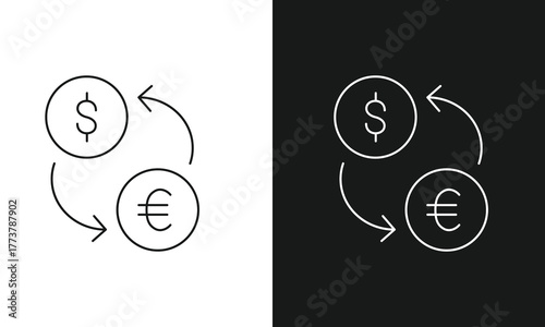 Currency Exchange Icon for Dollar to Euro Money Transfer, International Forex Trading, and Financial Transactions.