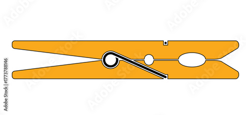 Cartoon clothespin or clothespeg. Foor clothesline on a sunny day or pegs hang on a washing line. Wooden clothes pin or clothes peg. Clothespins icon. Empty wooden clothes pegs. laundry fastener tool.