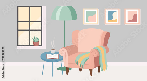 Cozy Living Room Interior Illustration Relaxation, Comfort, and Home Aesthetics