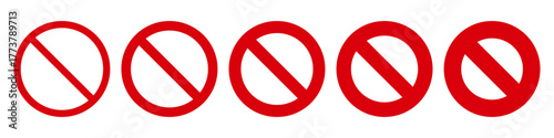 Set of Red Prohibition sign, Ban sign or Restriction Sign Icon for design in apps and web interfaces vector stock illustration eps 10