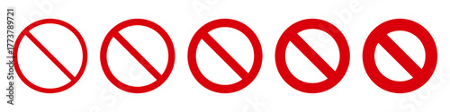 Set of Red Prohibition sign, Ban sign or Restriction Sign Icon for design in apps and web interfaces vector stock illustration eps 10
