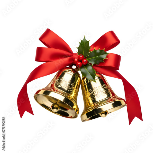 christmas bells with red ribbon