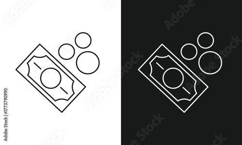 Cash Money Icon with Banknote and Coins for Finance, Payment, and Banking Transactions.