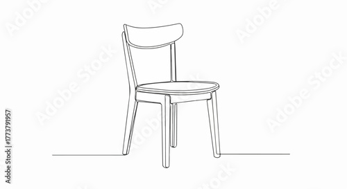 Wooden chair minimal furniture vector line art illustration.