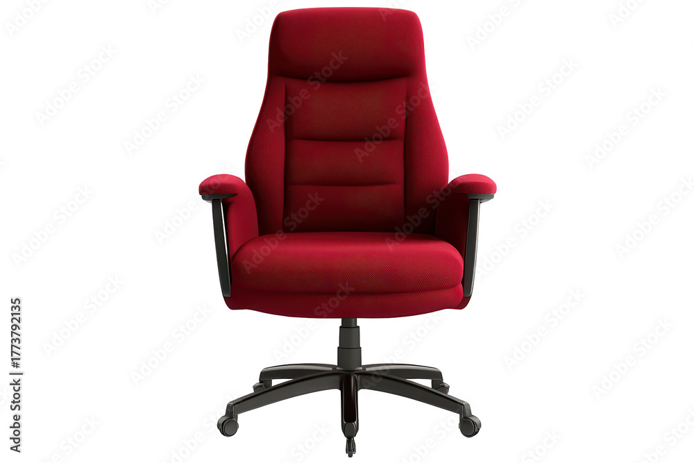 Fototapeta premium Elegant maroon high-back office chair designed for comfort and style in a modern workspace, perfect for long hours of work or study
