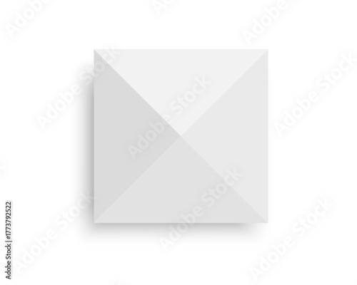 Square tent top view. Gazebo awning. Event, exhibition, cafe or kiosk sunshade. Beach umbrella shape. Market canopy mockup. Vector realistic illustration.