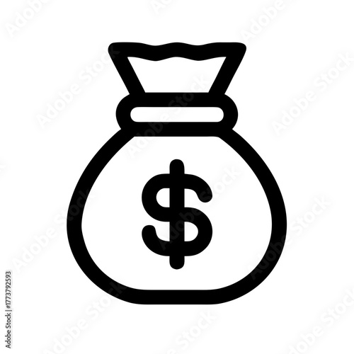 Money bag icon for finance and investment concepts, a symbol of wealth and prosperity, originally a scalable graphic, ideal for business and financial themes
